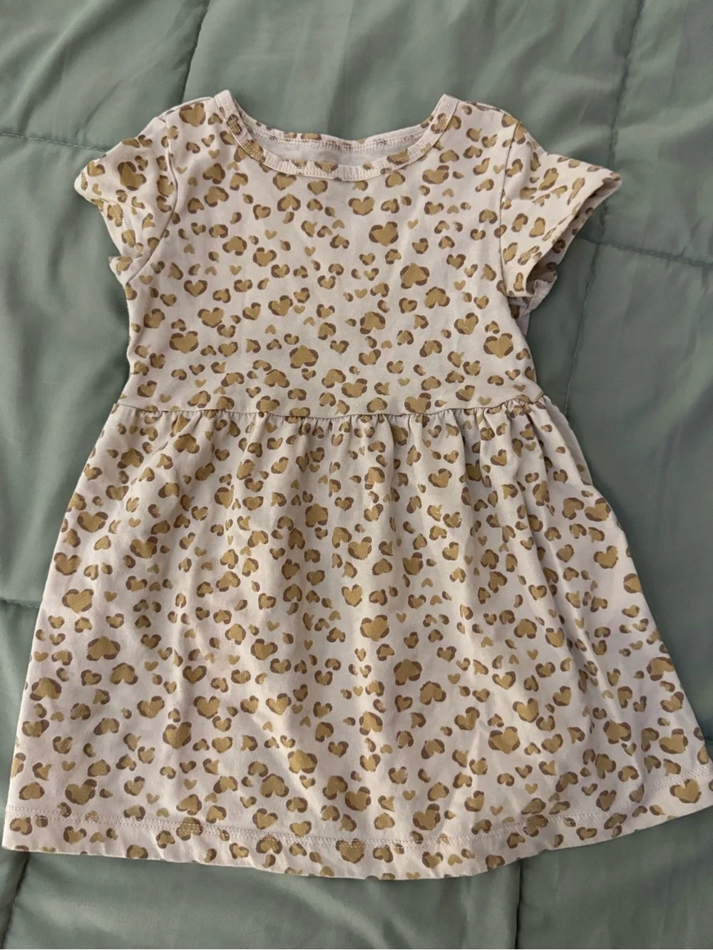 Carter's Cream Dress with Gold Leopard Print